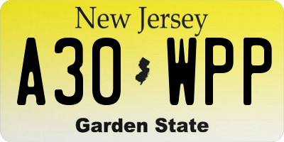 NJ license plate A30WPP