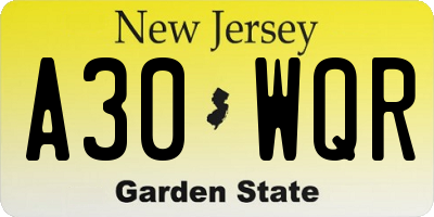 NJ license plate A30WQR