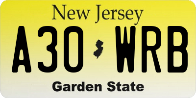 NJ license plate A30WRB