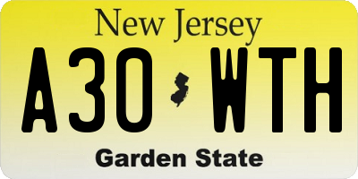 NJ license plate A30WTH