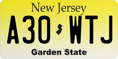 NJ license plate A30WTJ