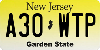 NJ license plate A30WTP