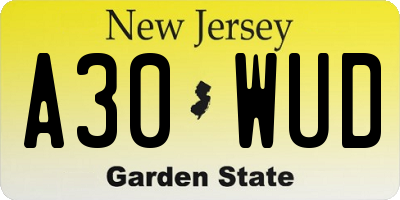 NJ license plate A30WUD