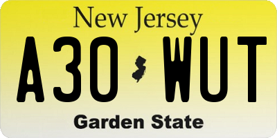 NJ license plate A30WUT