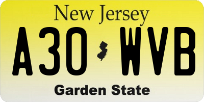 NJ license plate A30WVB