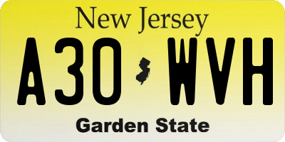 NJ license plate A30WVH