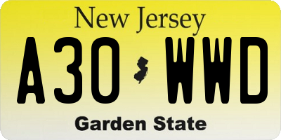 NJ license plate A30WWD