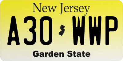 NJ license plate A30WWP