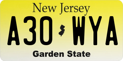 NJ license plate A30WYA