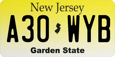 NJ license plate A30WYB