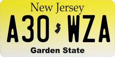 NJ license plate A30WZA