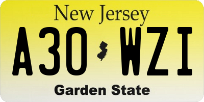NJ license plate A30WZI