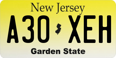 NJ license plate A30XEH
