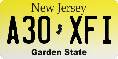NJ license plate A30XFI