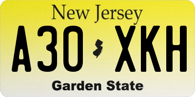 NJ license plate A30XKH