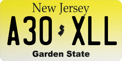 NJ license plate A30XLL