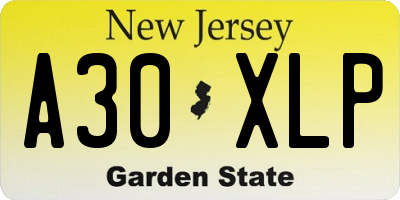 NJ license plate A30XLP