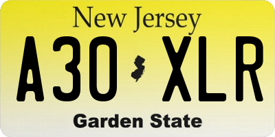 NJ license plate A30XLR