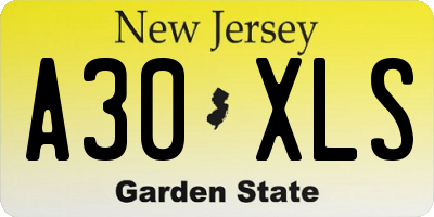 NJ license plate A30XLS