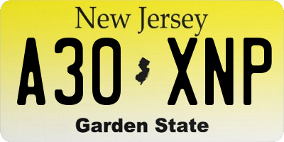 NJ license plate A30XNP
