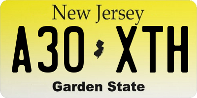 NJ license plate A30XTH