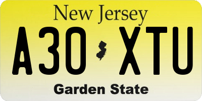 NJ license plate A30XTU