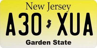 NJ license plate A30XUA