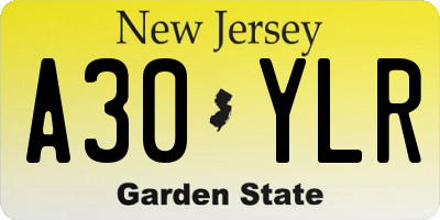 NJ license plate A30YLR