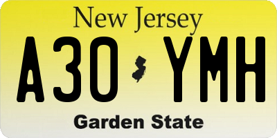 NJ license plate A30YMH