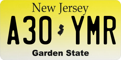NJ license plate A30YMR