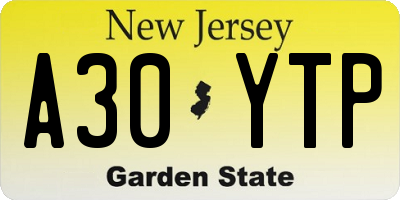 NJ license plate A30YTP