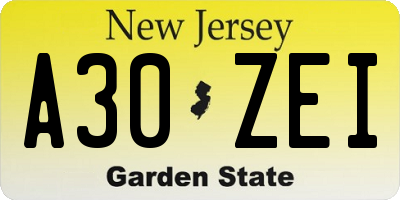 NJ license plate A30ZEI