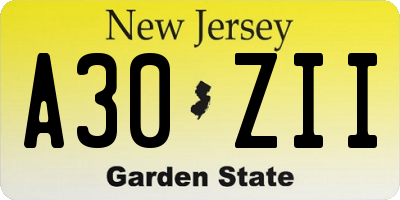 NJ license plate A30ZII