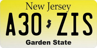 NJ license plate A30ZIS