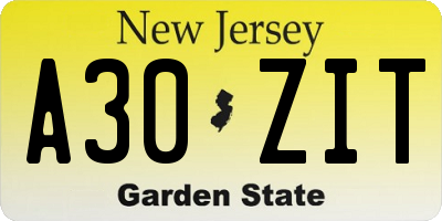 NJ license plate A30ZIT