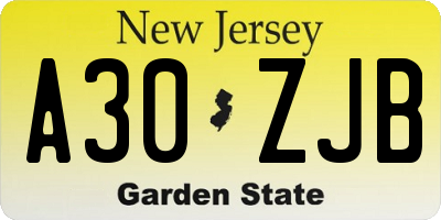 NJ license plate A30ZJB
