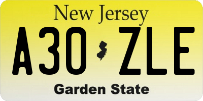 NJ license plate A30ZLE