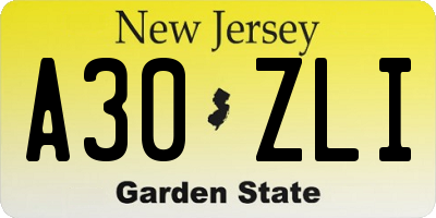 NJ license plate A30ZLI