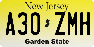 NJ license plate A30ZMH
