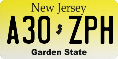 NJ license plate A30ZPH