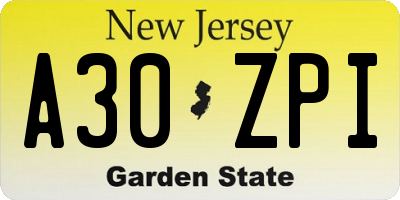 NJ license plate A30ZPI
