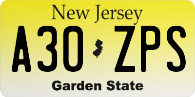NJ license plate A30ZPS