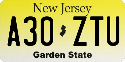 NJ license plate A30ZTU