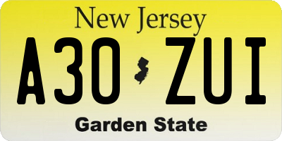 NJ license plate A30ZUI