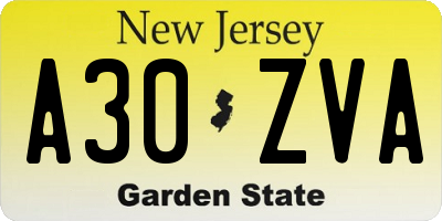 NJ license plate A30ZVA