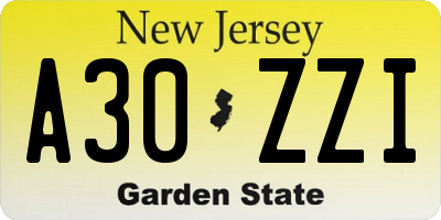 NJ license plate A30ZZI