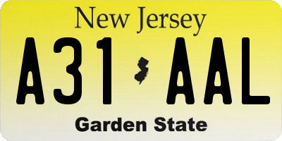 NJ license plate A31AAL