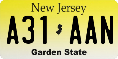 NJ license plate A31AAN