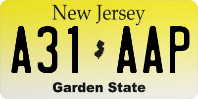 NJ license plate A31AAP