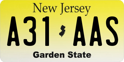 NJ license plate A31AAS